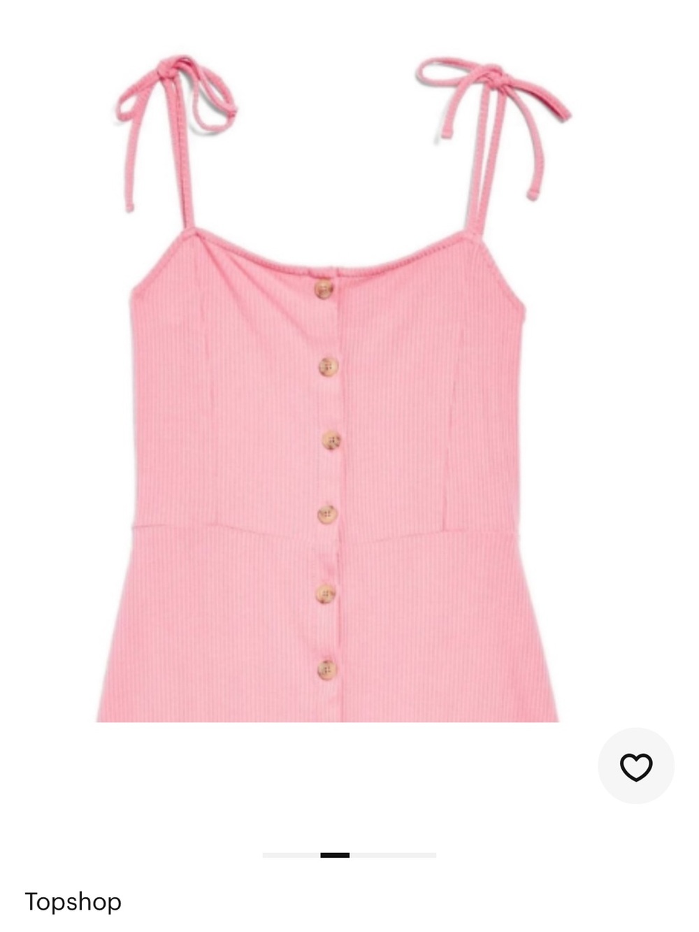 Topshop Pink Button-Front Tie-Strap Ribbed Mini Dress - Picture 2 of 8